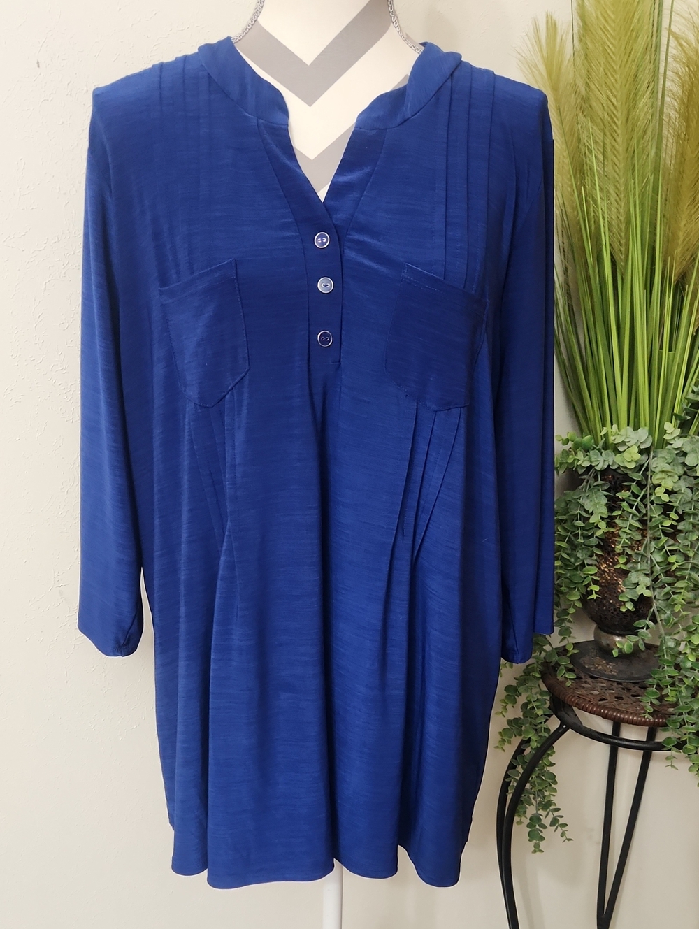 Elie McCarthy Relaxed Blouse Top in Royal Blue